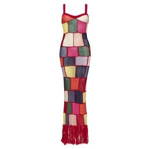 Carolina K Vera Hand Crochet Cotton Maxi Dress Multicolor Boho Medium